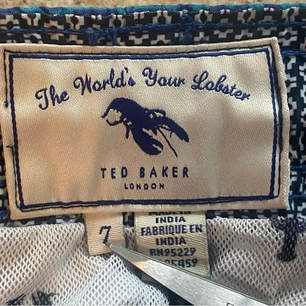 Ted Baker London Blue Geo Design Swim Trunks Size 7